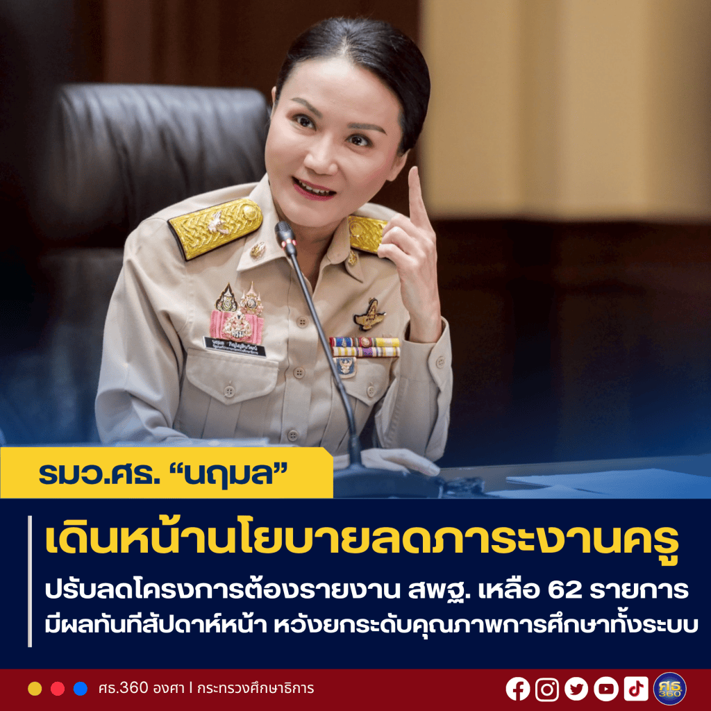 “รมว.นฤมล” เดินหน้านโยบายลดภาระงานครู ปรับลดโครงการต้องรายงาน สพฐ ...